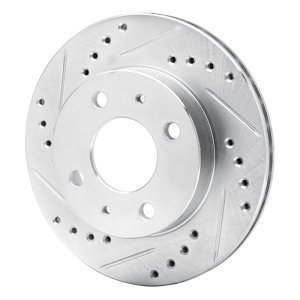 Nissan Lucino Brake Rotor (1) - Front Left - R1 Concepts - Drilled & Slotted - Silver - `95-`00